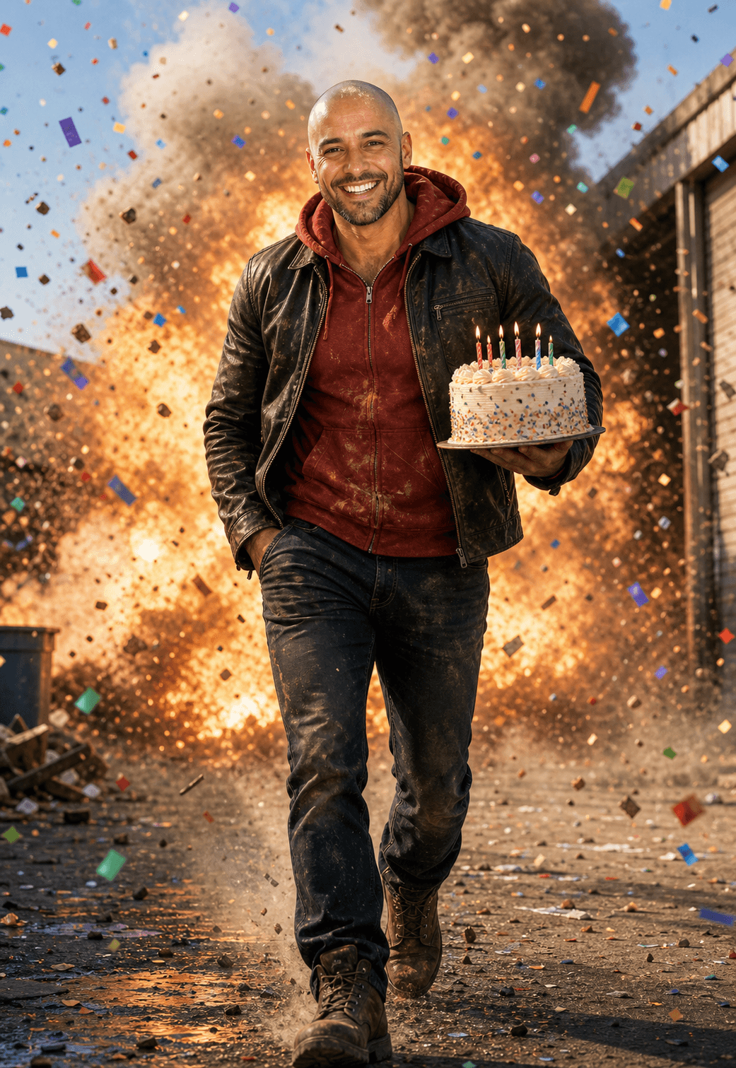 AI-generated birthday card cover from an uploaded face photo